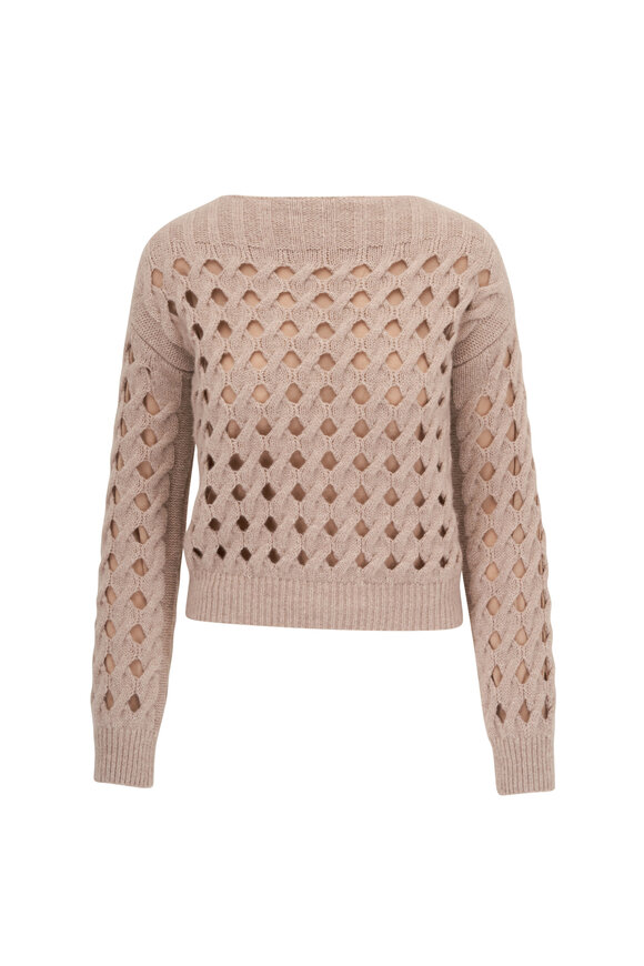 Agnona - Tan Cashmere & Silk Boat Neck Sweater 
