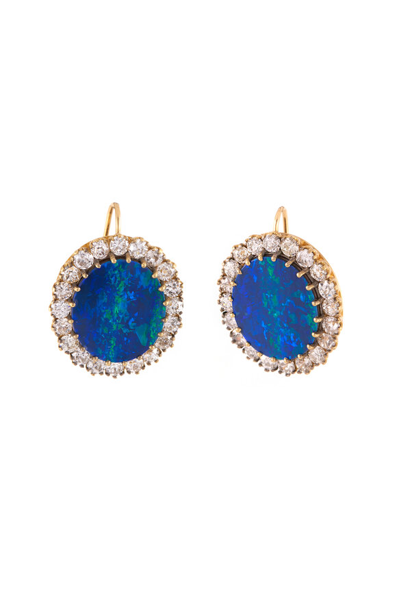 Sylva & Cie 18k Yellow Gold Opal & Diamond Earring - view 1
