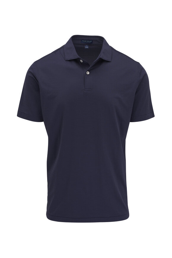 Peter Millar Empire Navy Striped Performance Jersey Polo