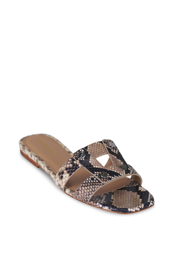 Veronica Beard Via Ecru Printed Leather Slide