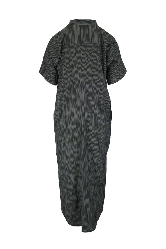 Zero + Maria Cornejo Long Aissa Green Stripe Shirtdress - view 3