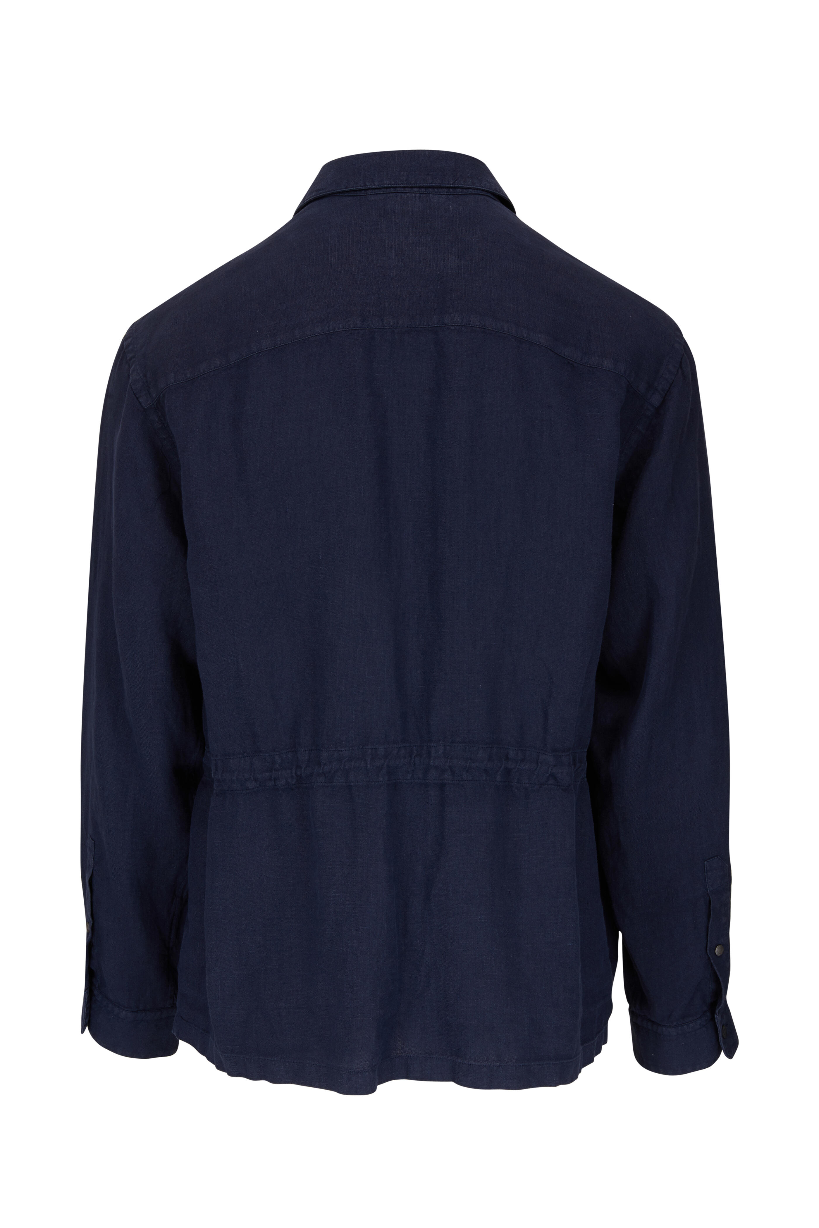 Z Zegna - Navy Utility Linen Over Shirt | Mitchell Stores