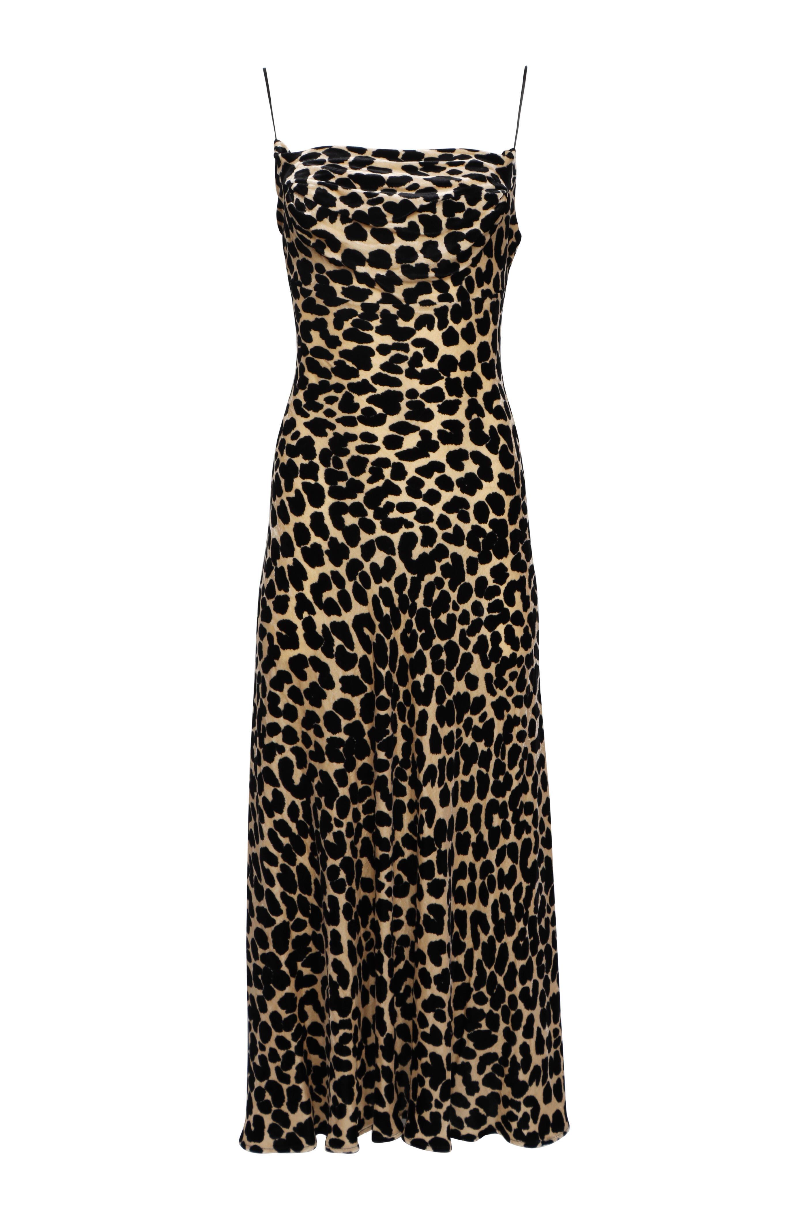 Balmain - Beige & Black Velvet Leopard Midi Dress