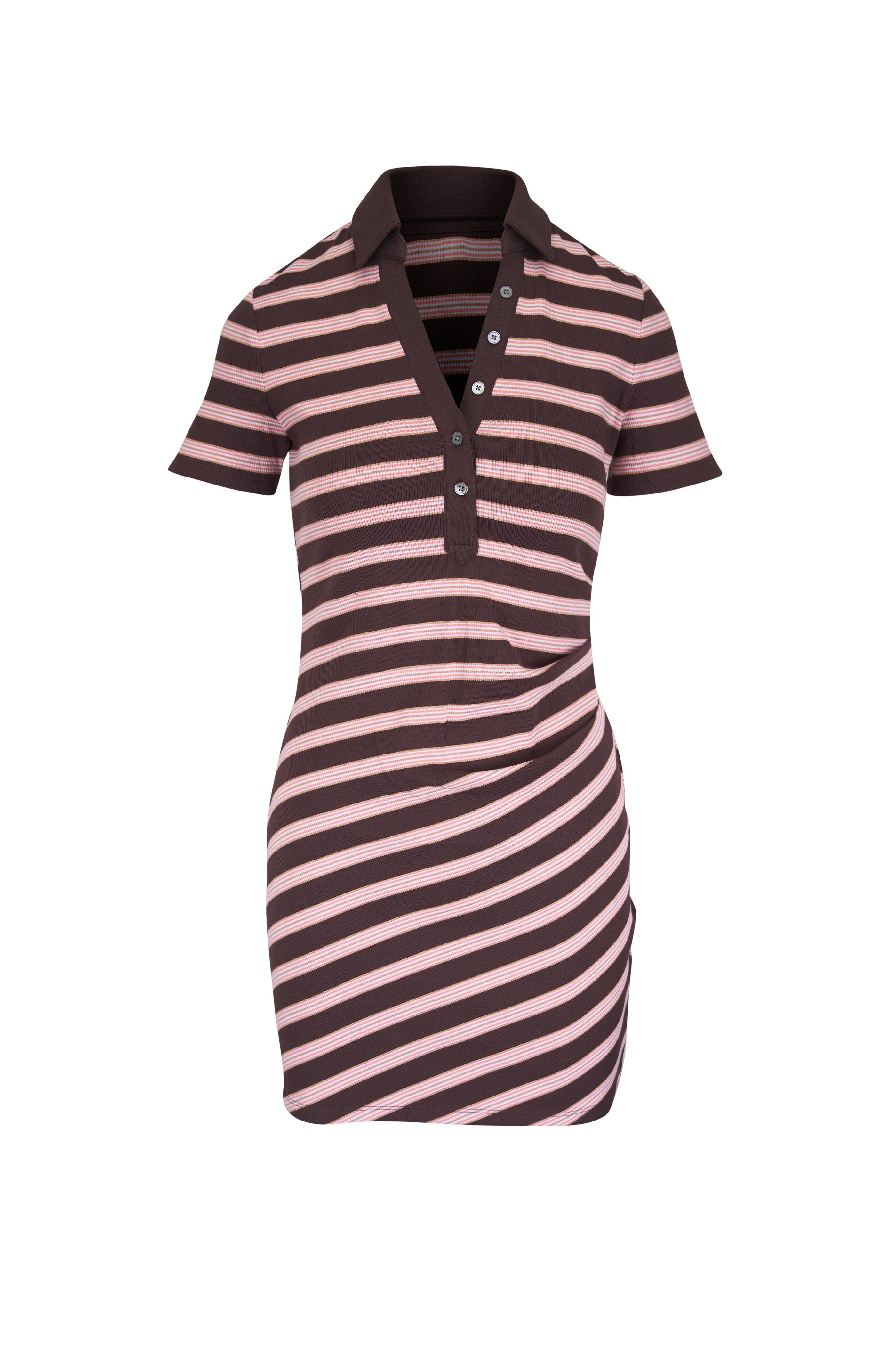 Veronica Beard - Lanier Multicolor Brown Stripe T-Shirt Dress