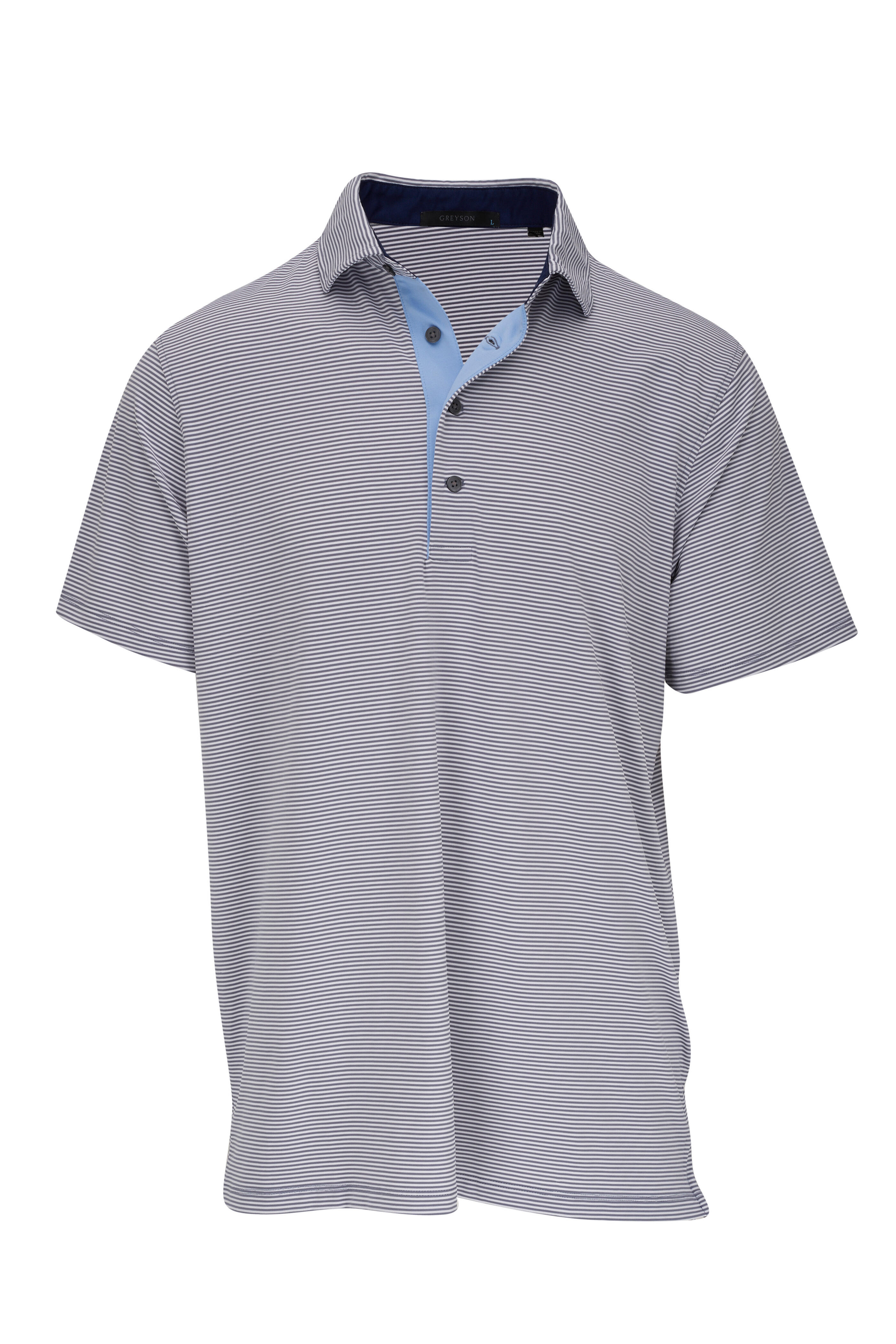 Greyson - Saranac Shadow Blue Striped Polo | Mitchell Stores