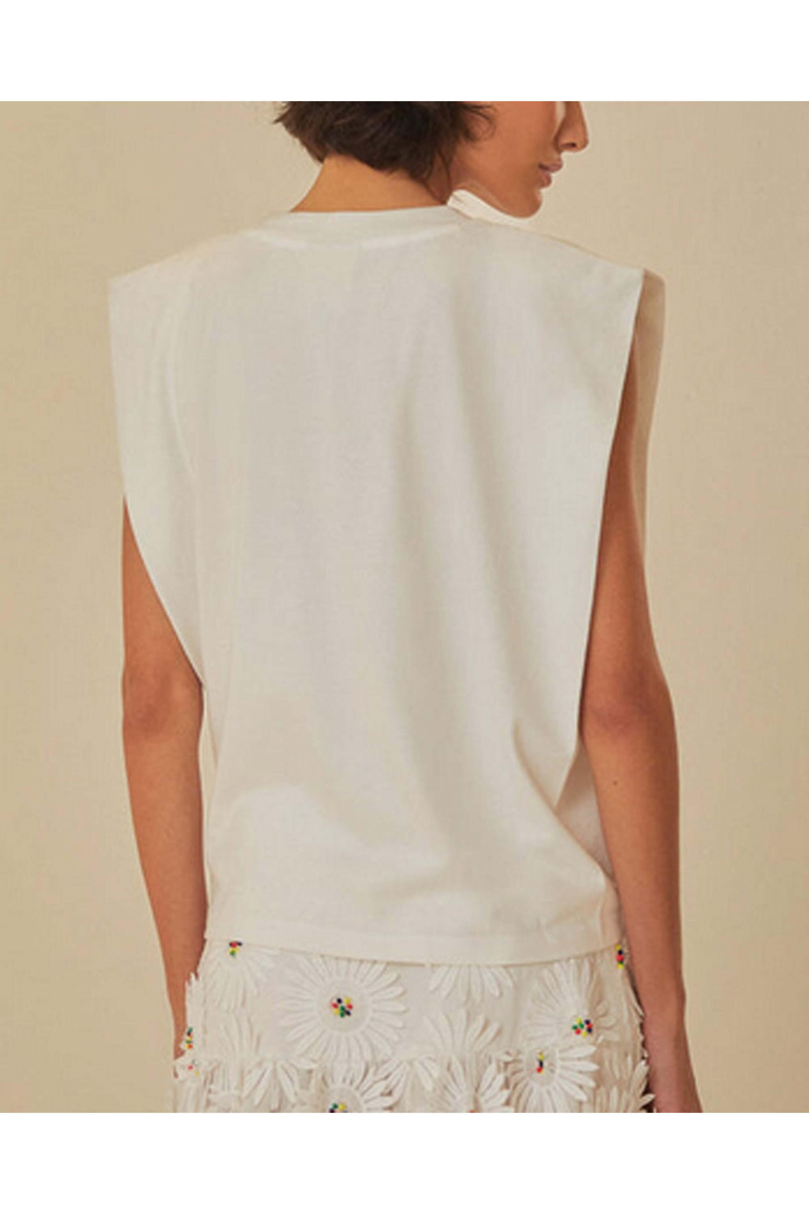 Farm Rio - White Beaded Fruit Embellished T-Shirt