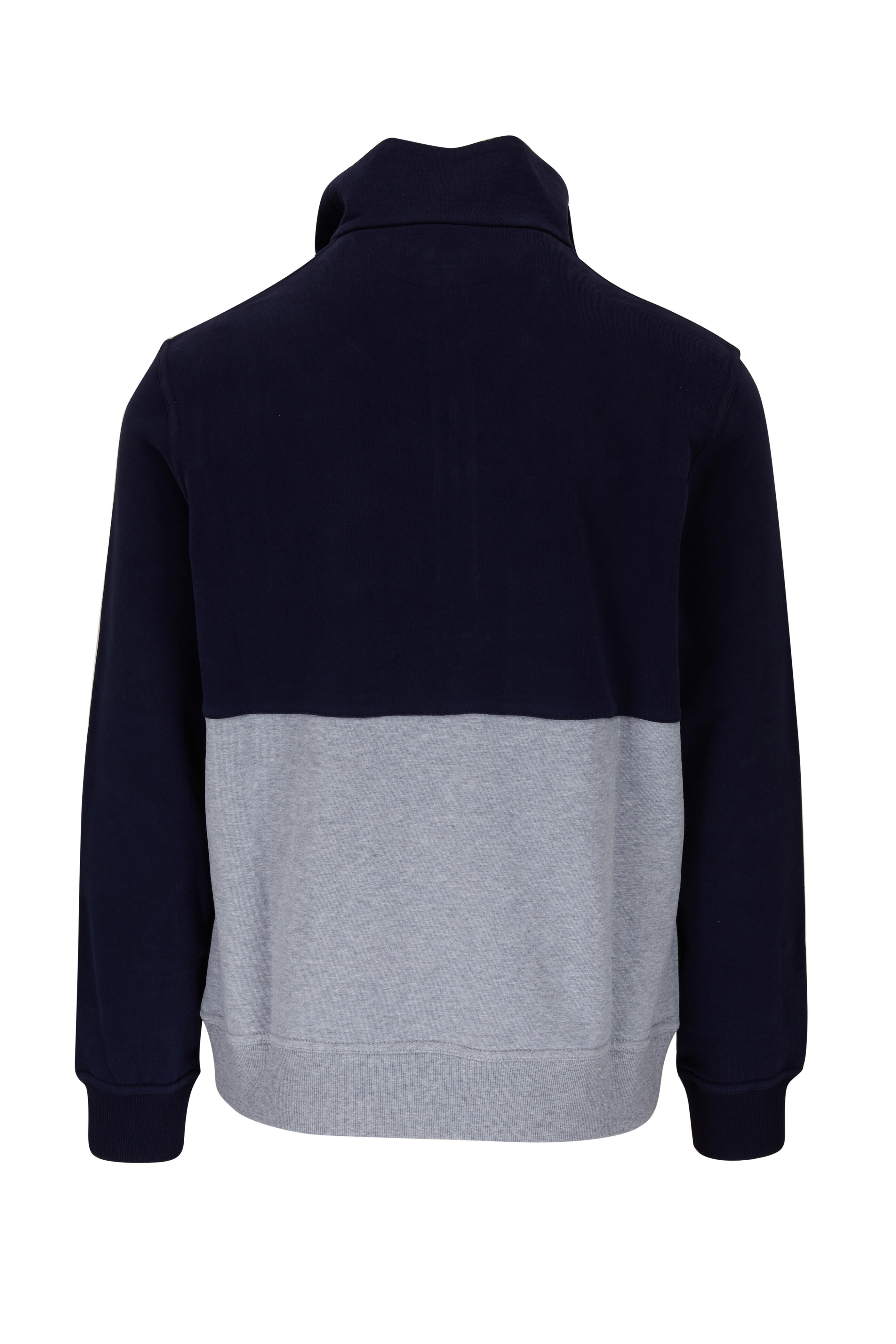 Brunello Cucinelli - Navy & Gray Colorblock Quarter Zip Pullover