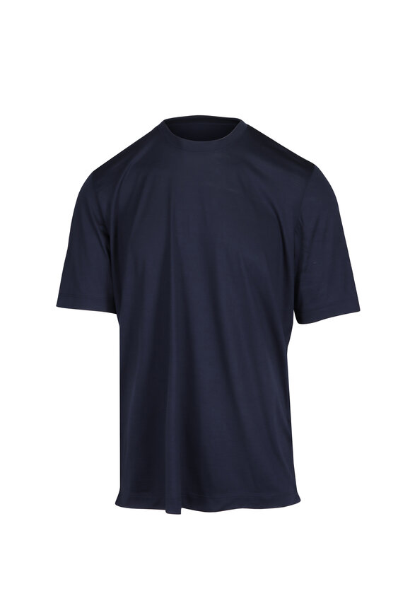 Marco Pescarolo Navy Blue Wool Jersey T-Shirt