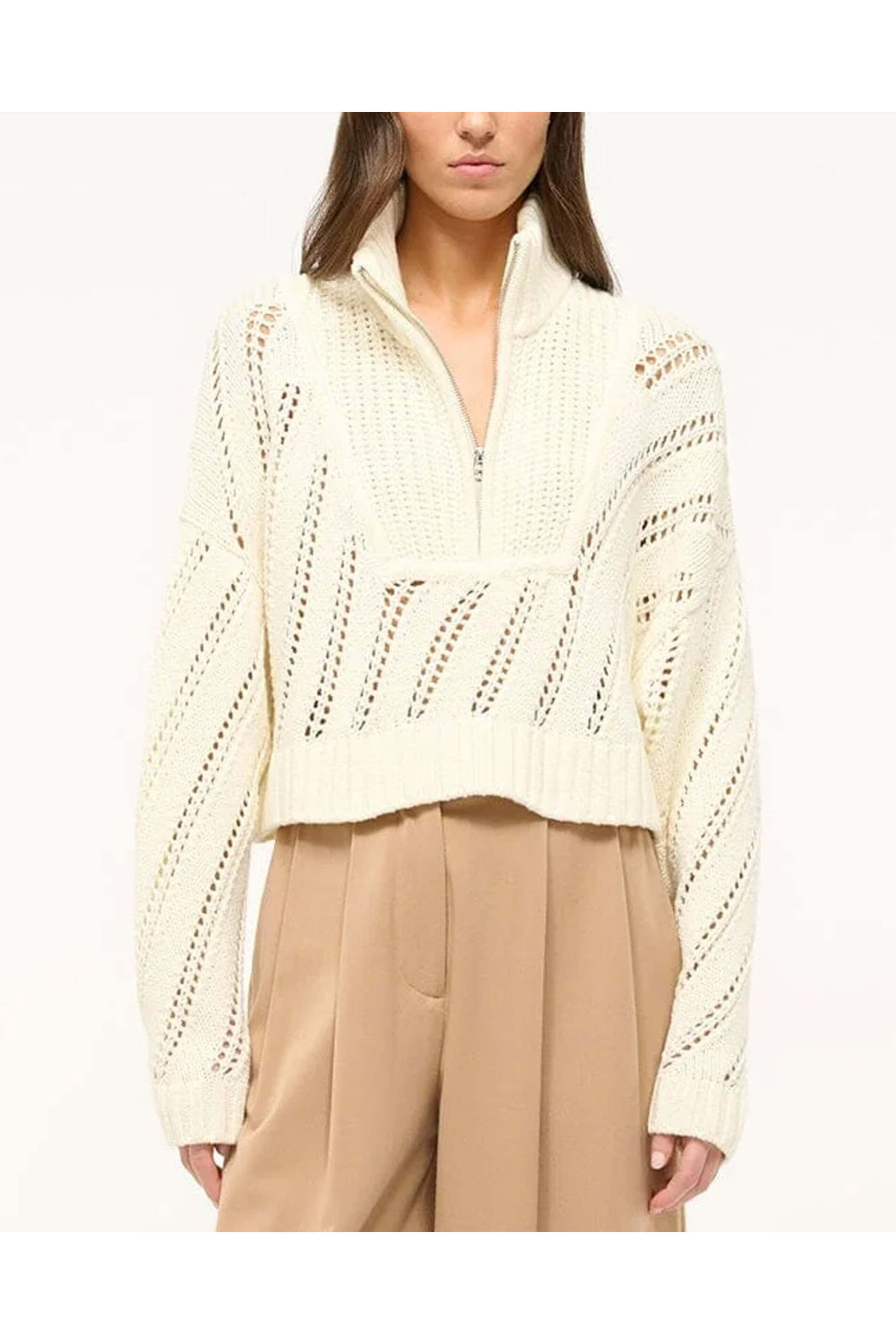 Staud - Ivory Cropped Hampton Sweater