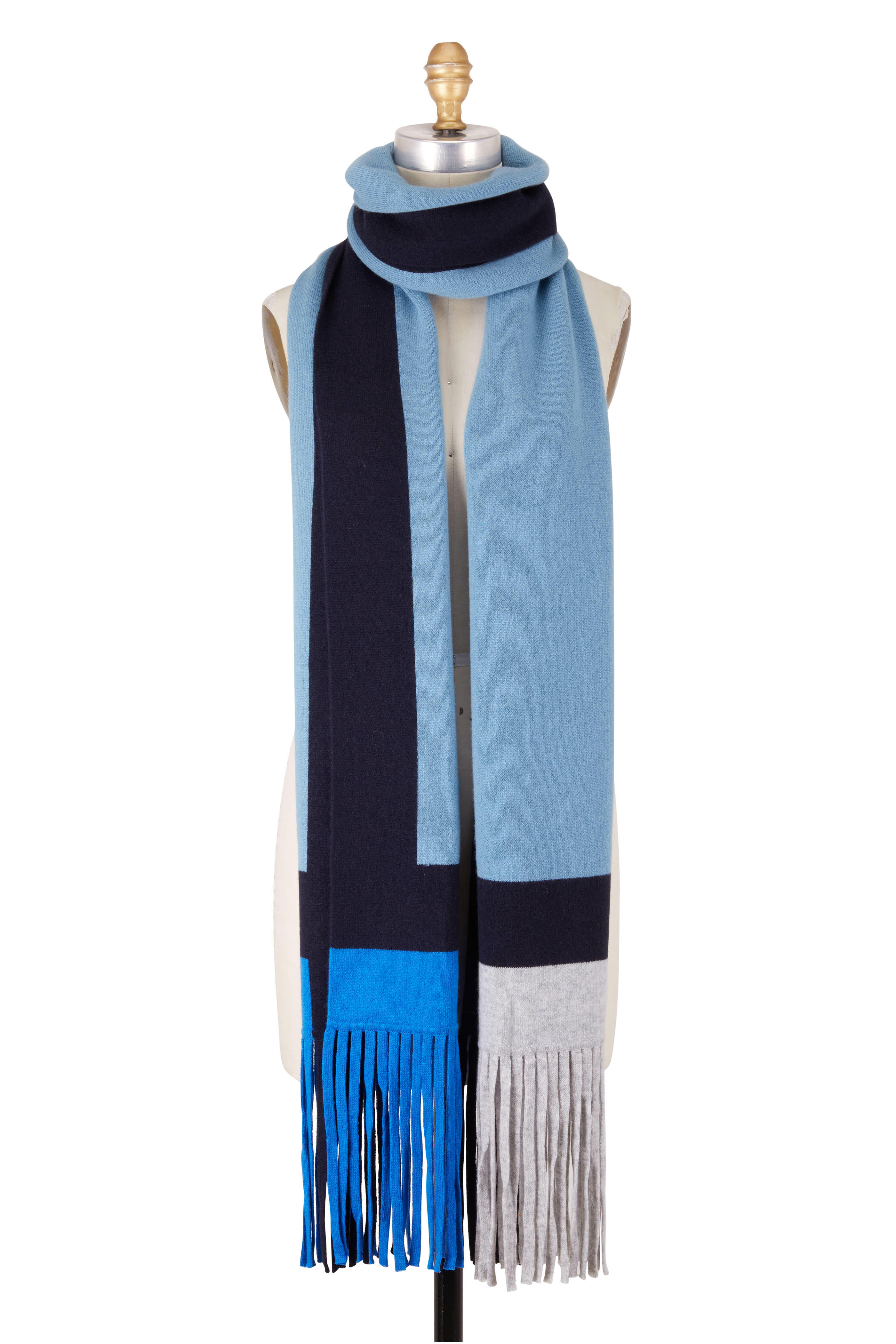 Lafayette 148 New York - Icon Two-Tone Ink Multi Cashmere Fringe Scarf