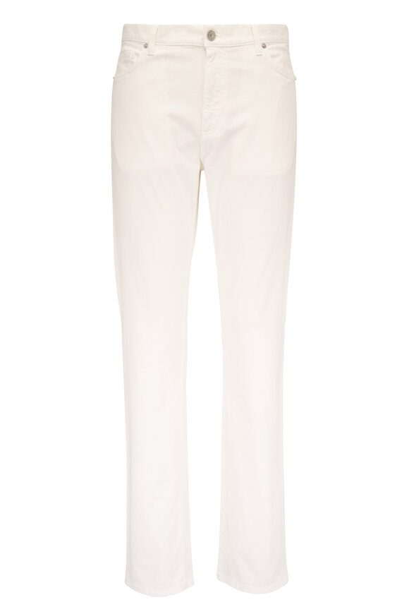 Zegna White Stretch Cotton Five Pocket Pant - view 1