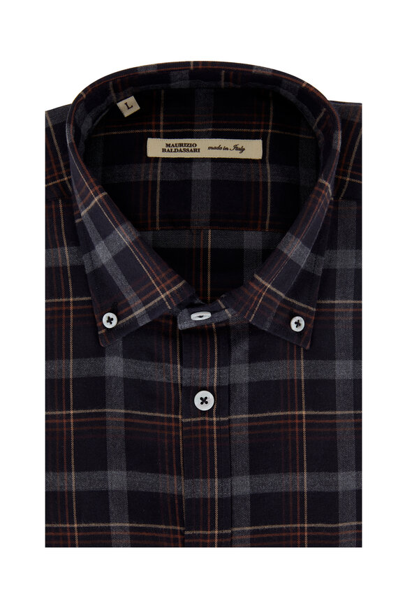 Maurizio Baldassari - Brown & Rust Plaid Sport Shirt