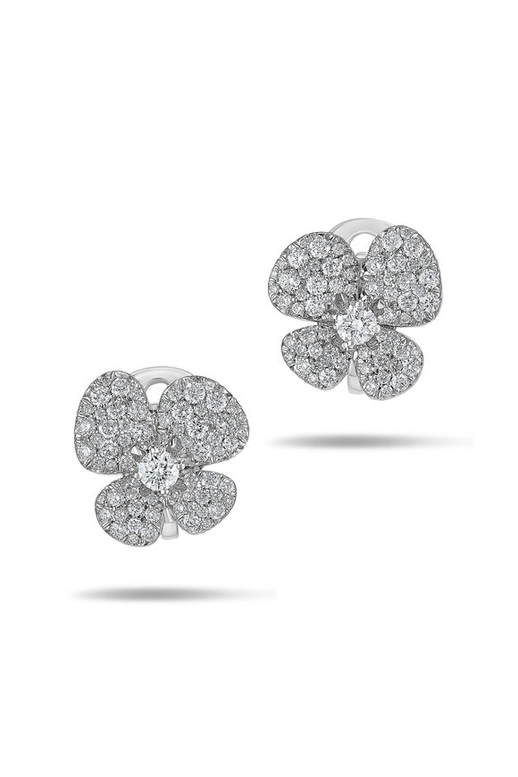 Miseno 18k White Gold Diamond Flower Ischia Earring