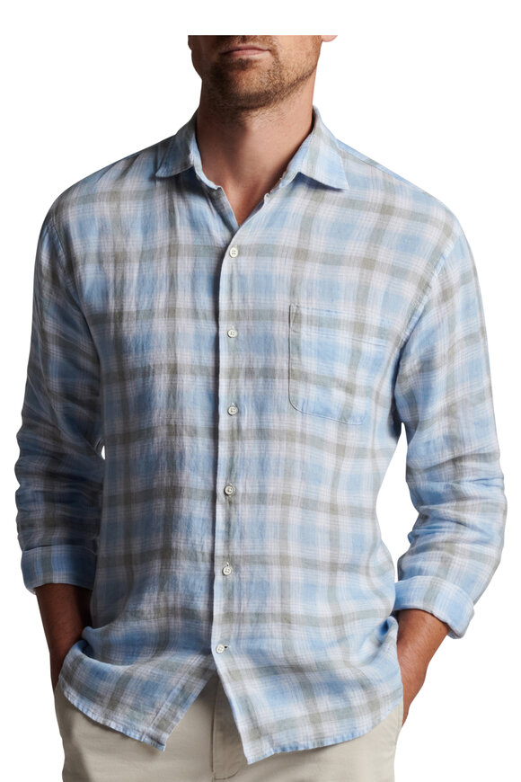 Peter Millar - Sea Oat Blue Sound Linen Sport Shirt