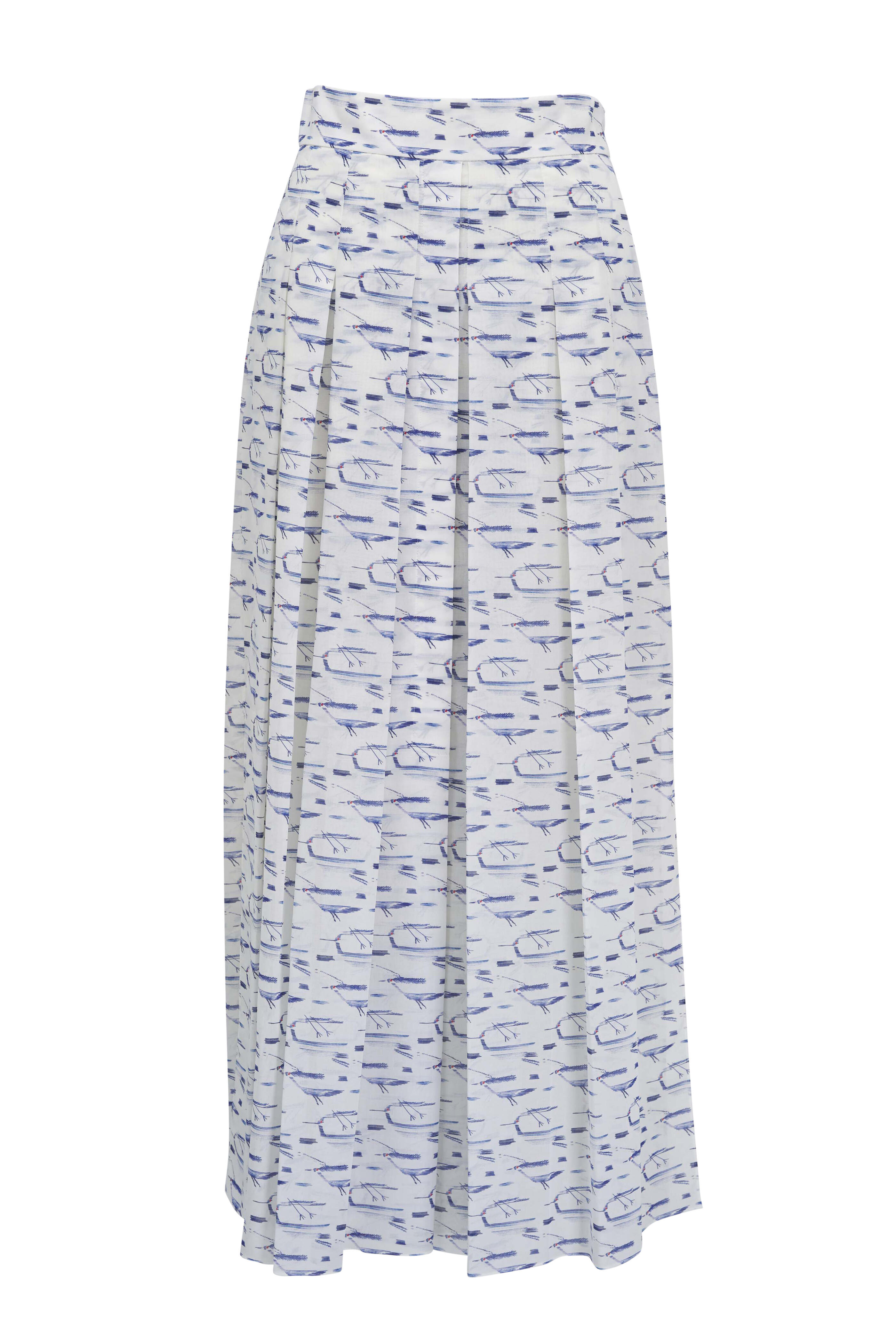 【I AM MARI】Birdia Quilted Jacquard Banding Long Skirt SANGTREE Printed Maxi Skirt for Women Cotton Linen Bohemian