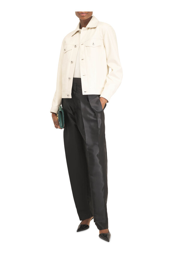 Bottega Veneta Off White Intrecciato Leather Jacket - view 2