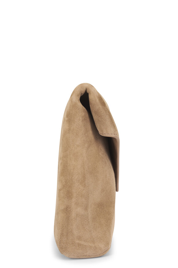 Saint Laurent Large Cassandre Cumin Suede Envelope Pouch - view 3