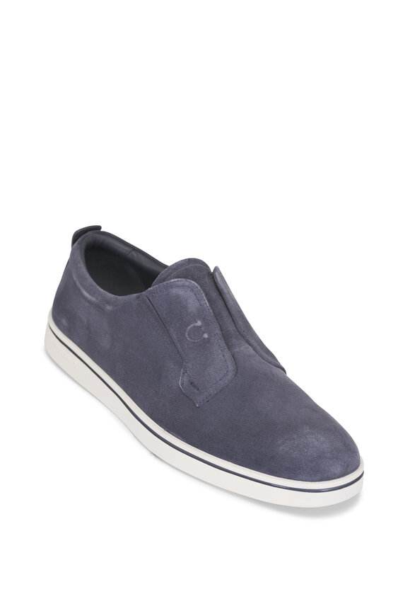 Ferragamo Alfie Navy Suede Slip-On Sneaker