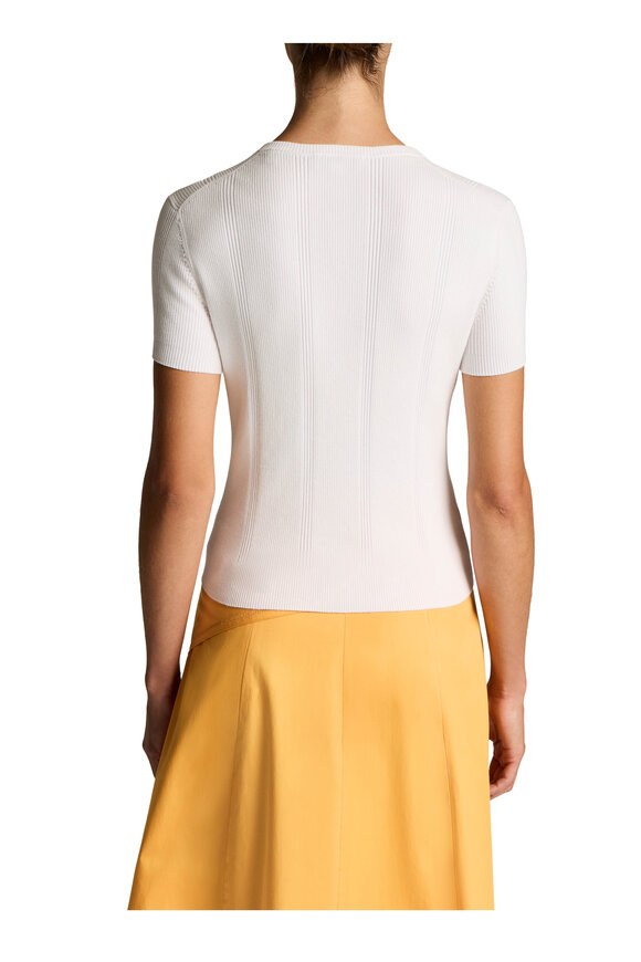 Vince Optic White Ribbed Short Sleeve Cardigan - view 3