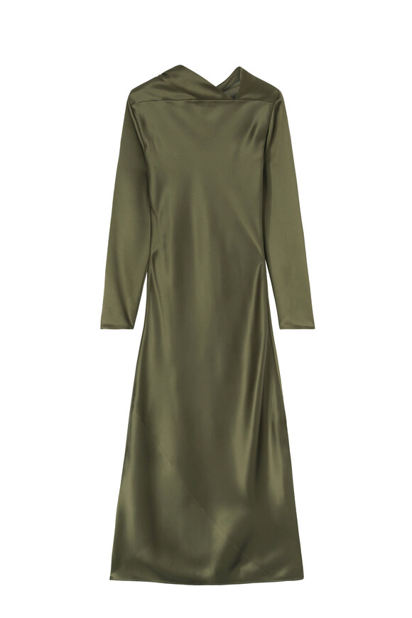 Loro Piana Olive Green Double Satin Dress  - view 1