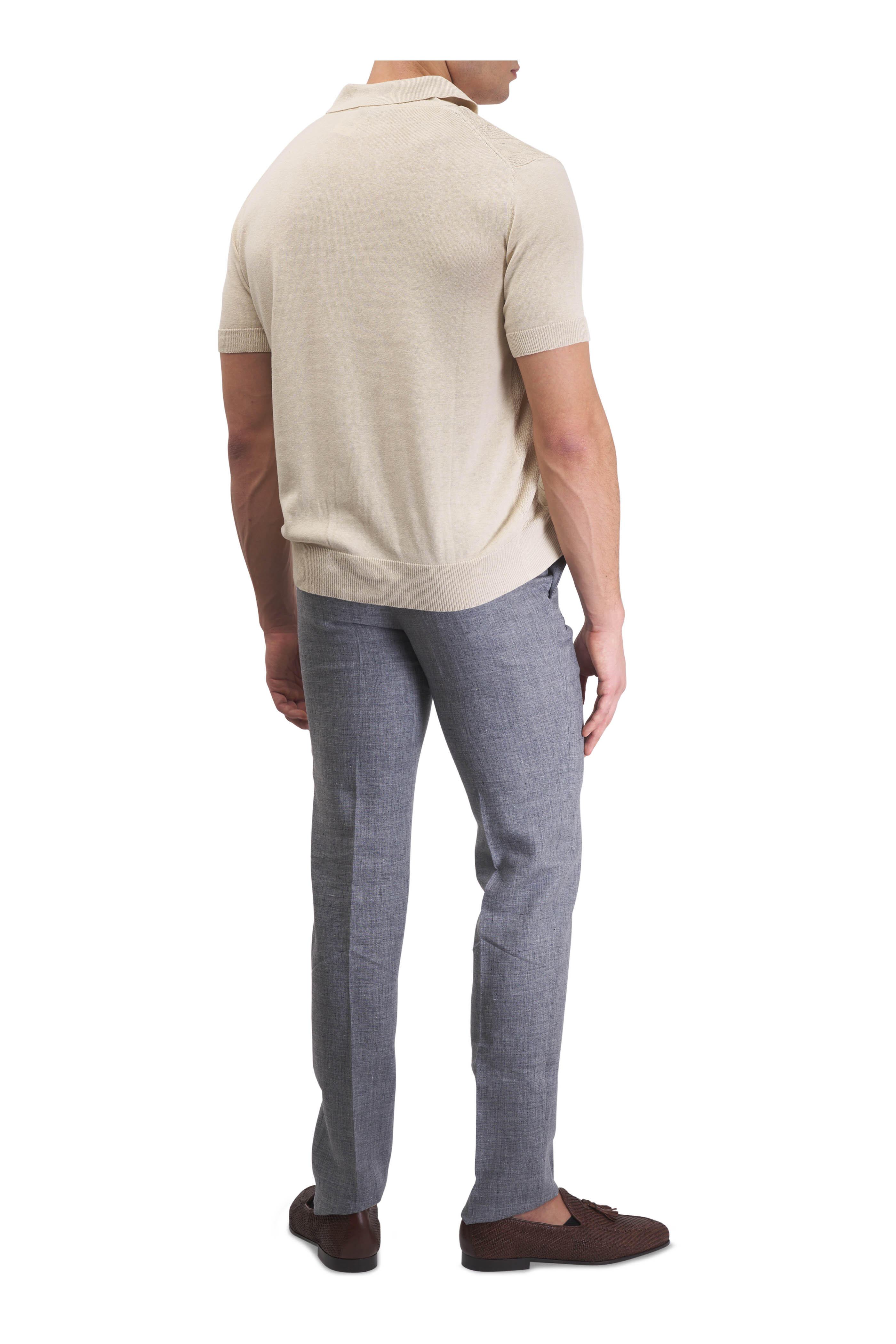 Fratelli Piacenza - Ivory Short Sleeve Button Front Sweater