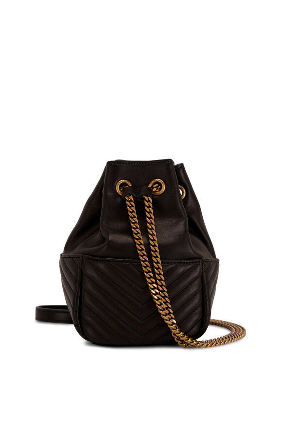 Saint Laurent - Mini Joe Black Quilted Monogram Bucket Bag