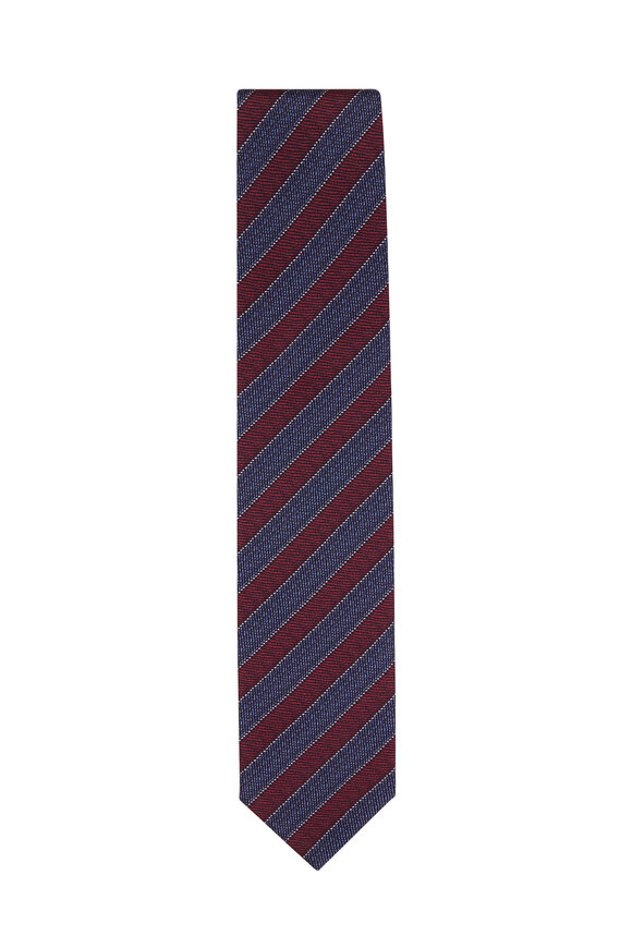 Dolce Punta - Red & Blue Stripe Silk Necktie