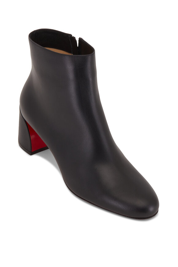 Christian Louboutin - Turela Black Leather Side Zip Ankle Bootie, 55mm