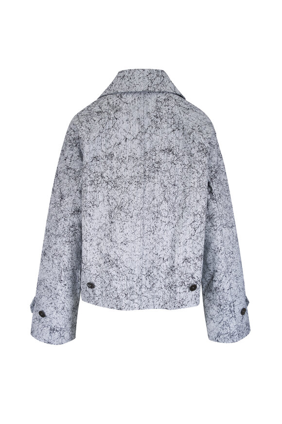 Michael Kors Collection Black & White Cracked Print Balmacaan Jacket - view 3