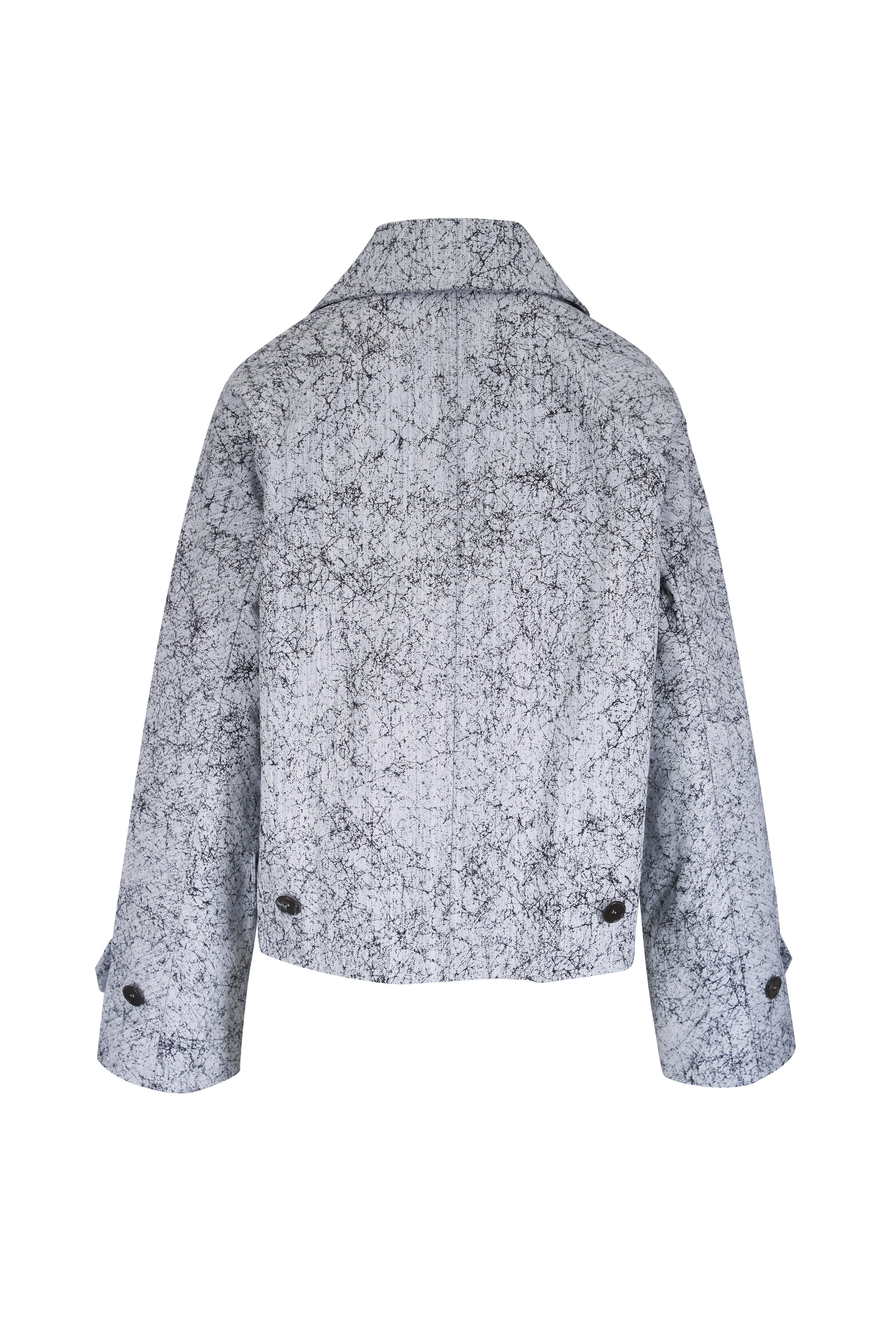 Michael Kors Collection - Black & White Cracked Print Balmacaan Jacket - view 4
