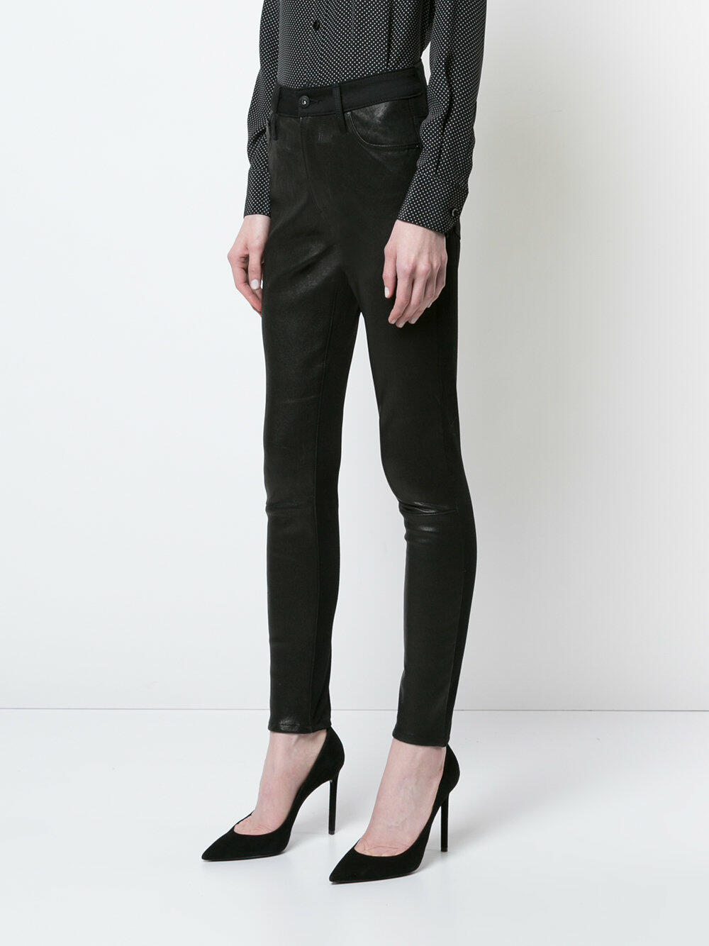 AG - Farrah Black High-Rise Leather Front Pant