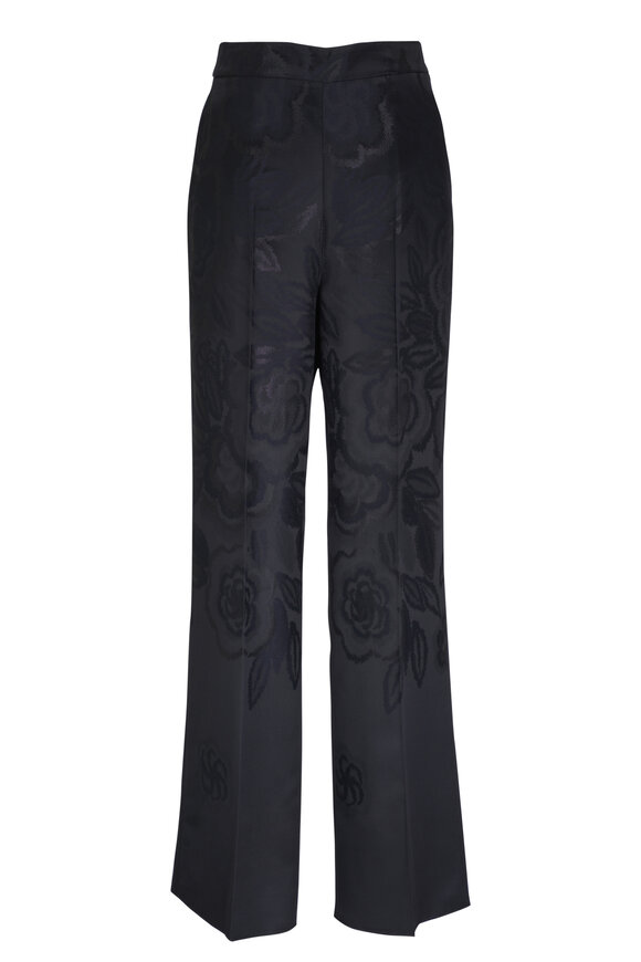 Etro Black Floral Jacquard Pant 