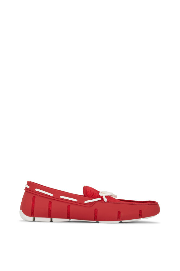 Swims - Signal Red & White Braided-Tie Loafer