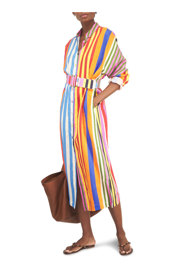 Libertine Tangier Multicolor Stripe Belted Shirtdress - view 2