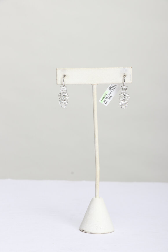 Rahaminov Three Stone Diamond Drop Earrings