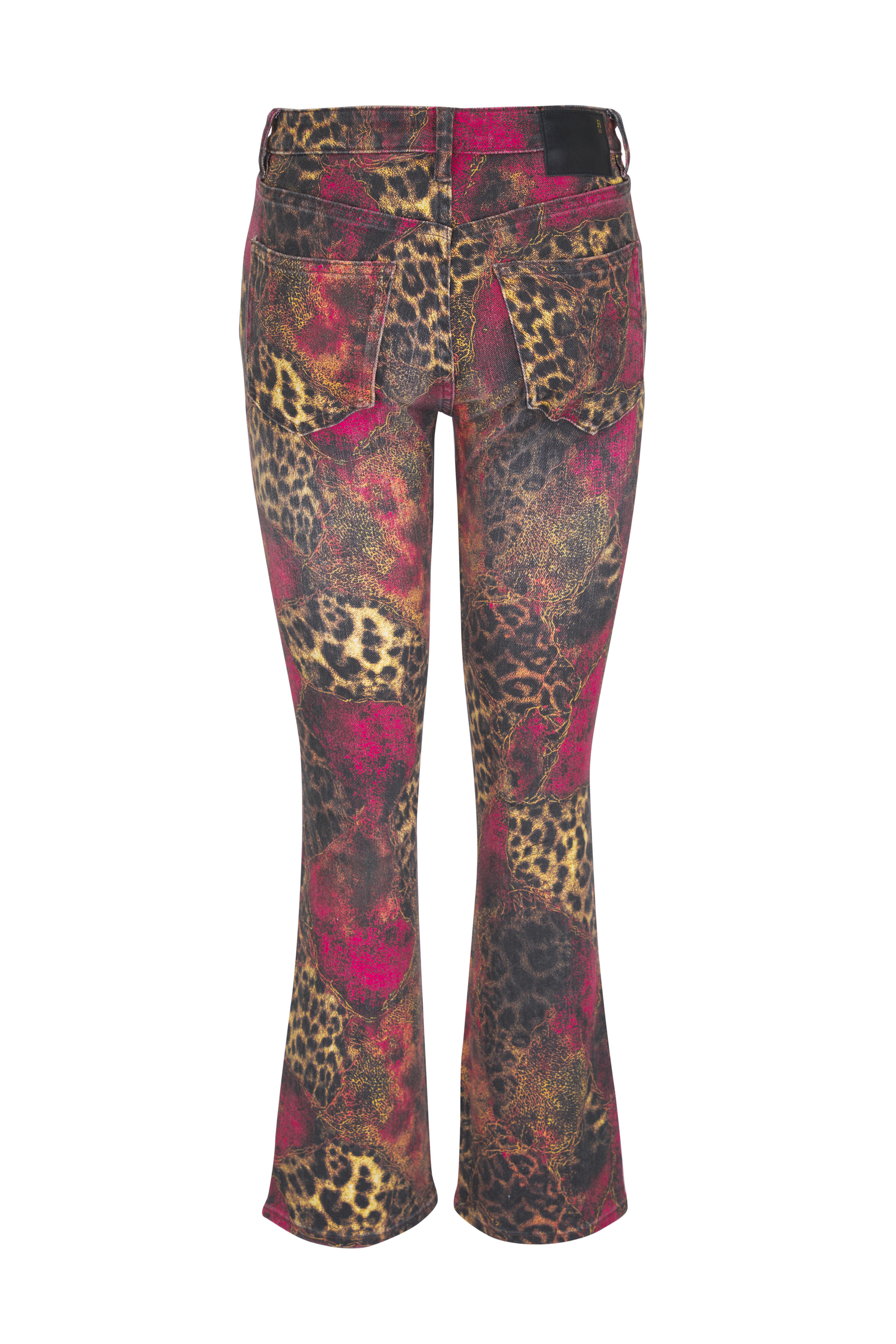R13 - Kick Fit Red Animal Print Crop Flare Jean - view 2