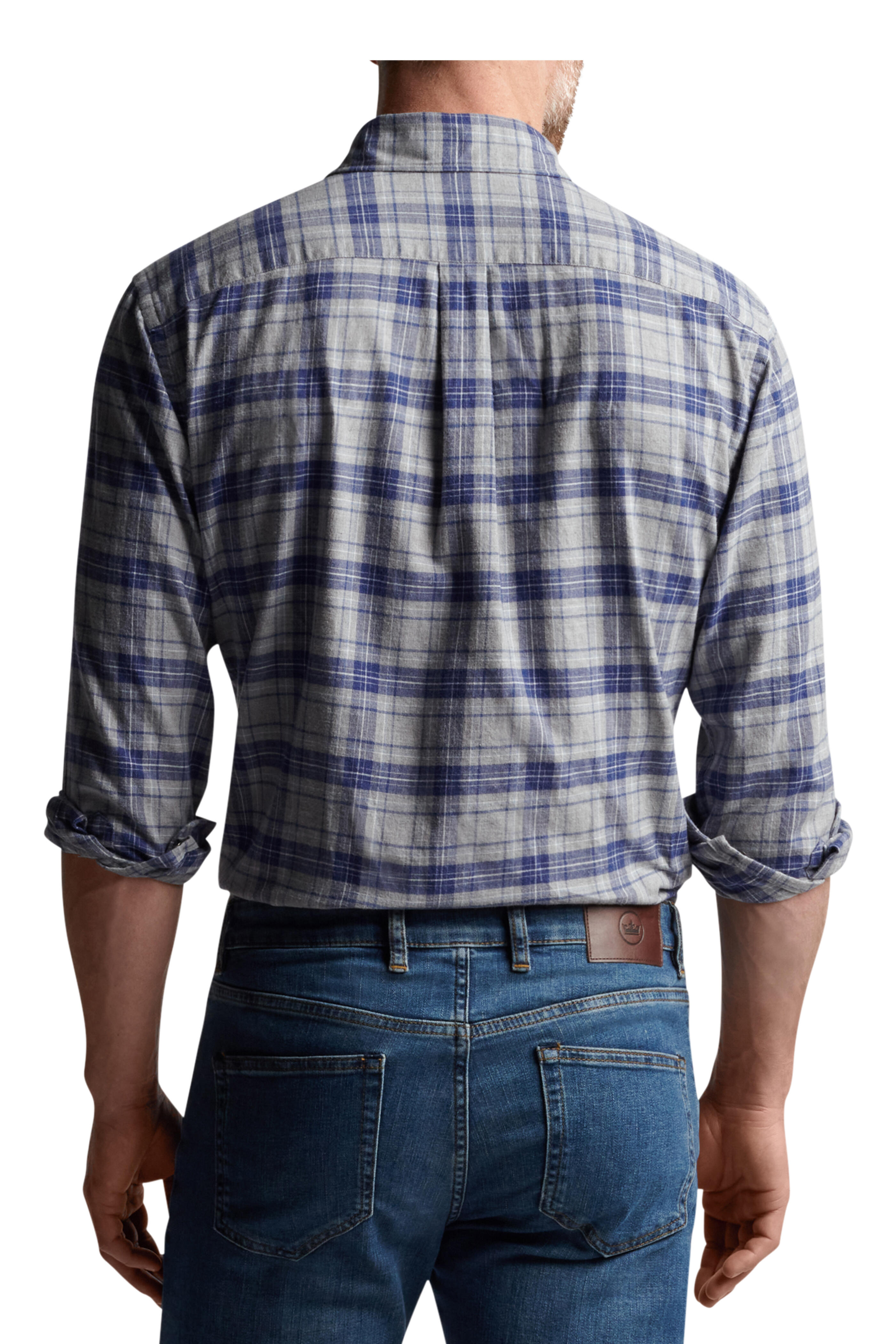 Peter Millar Mountain Gray Eagle Chase Plaid Cotton Sport Shirt