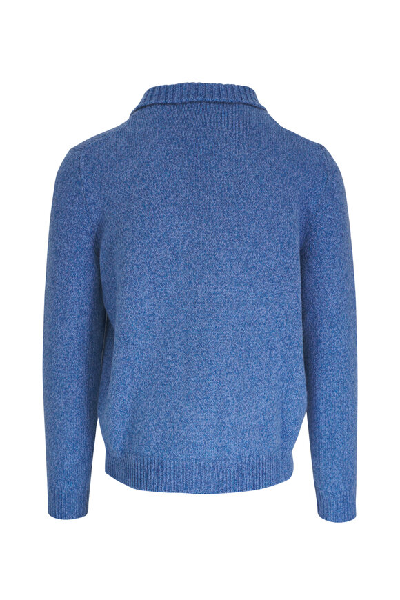 Fedeli - Blue Mélange Quarter Zip Pullover 