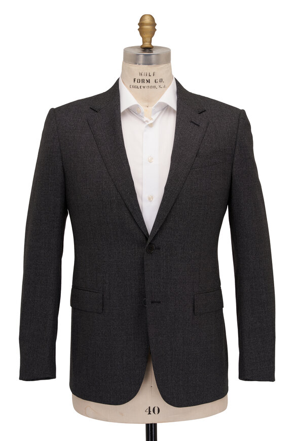 Zegna - Solid Charcoal Fancy Stretch Wool Suit