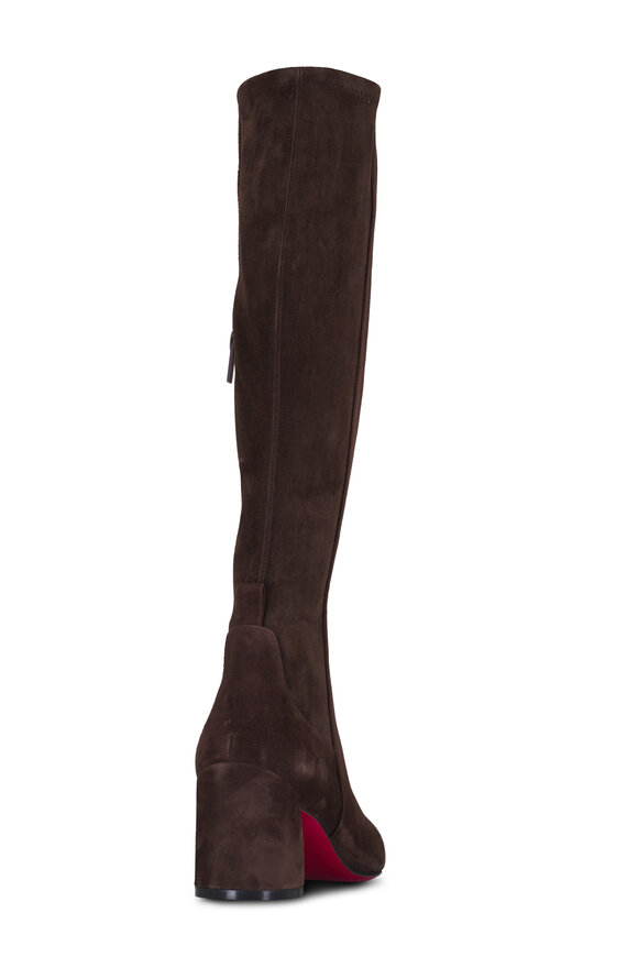 Christian Louboutin - Jane Cosme Brown Suede Tall Boot, 55mm 