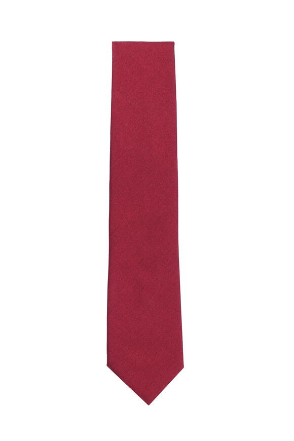Geoff Nicholson Solid Red Silk Necktie