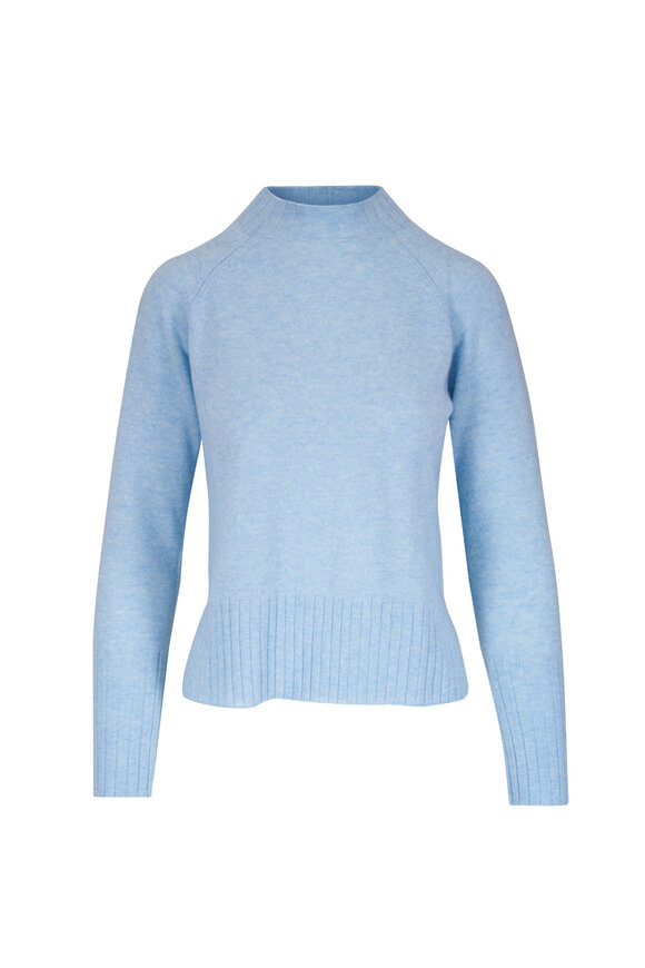 Kinross Light Blue Cashmere Funnel Neck Sweater - view 1