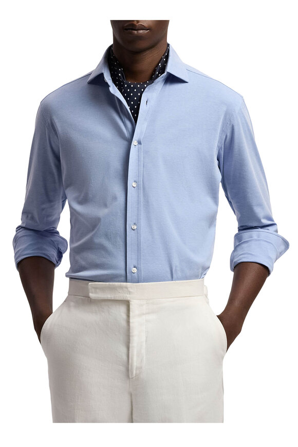 Ralph Lauren Purple Label Blue Stretch Cotton Dress Shirt - view 2