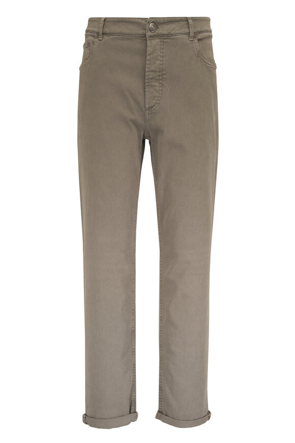 Brunello Cucinelli Army Bull Denim Five-Pocket Traditional Fit Pant - view 1