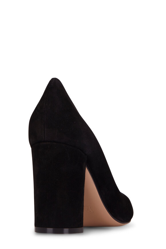 Gianvito Rossi - Piper Black Suede Block Heel Pump, 85mm