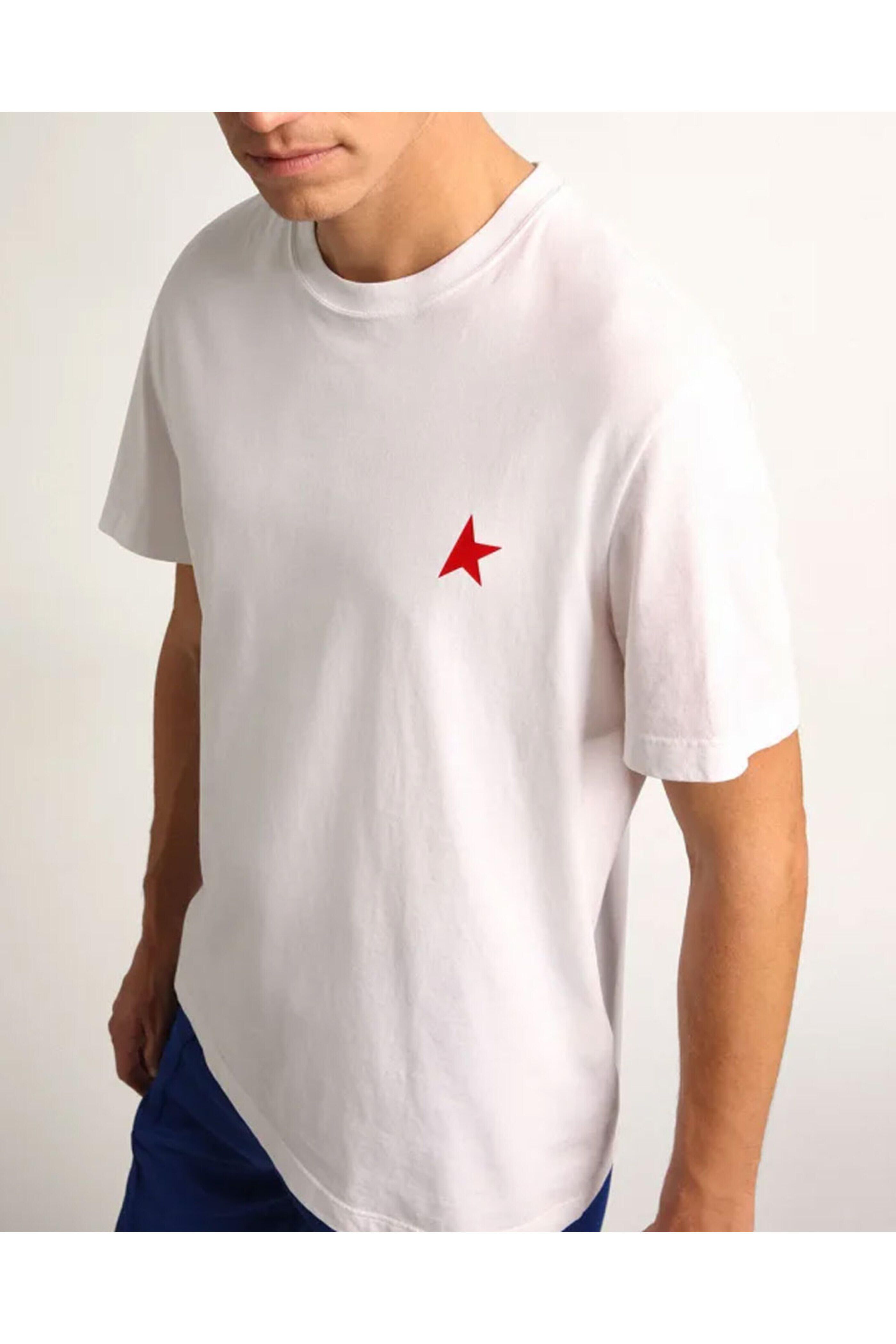 Golden Goose - Star Collection T-Shirt in White with Red Star