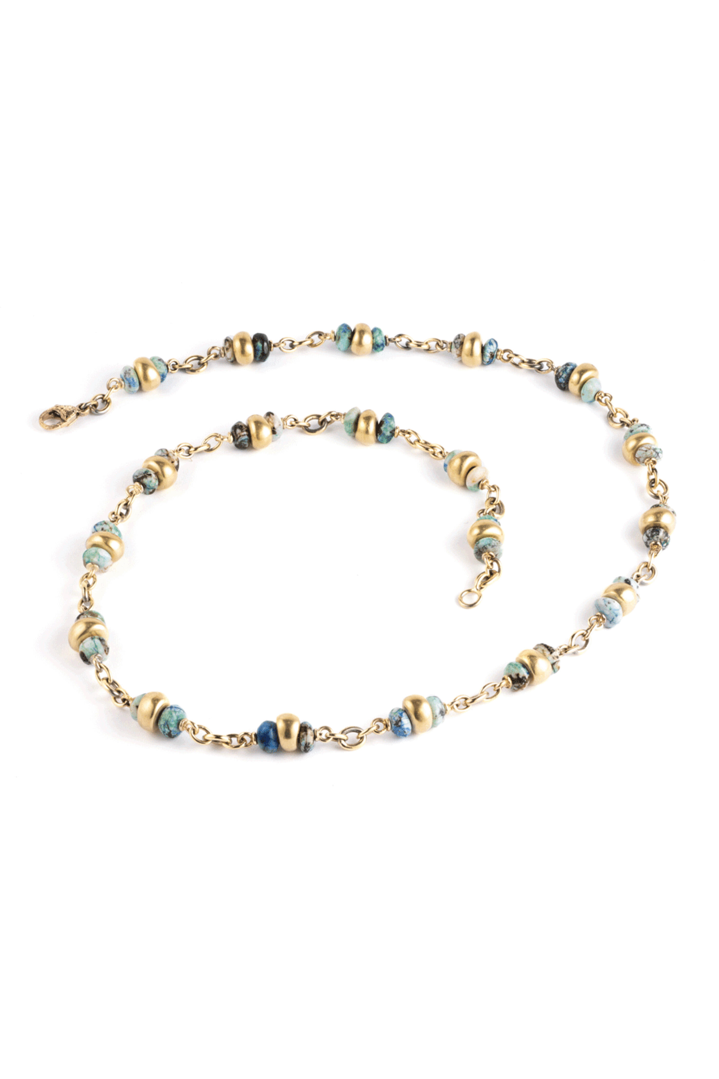 Sylva & Cie - Azurite & Gold Beaded Necklace