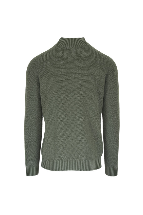 Fly3 Green Textured Wool Reversible Quarter Zip - view 4
