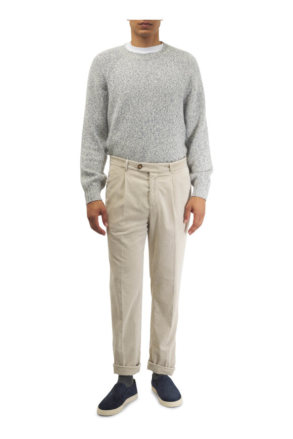 Brunello Cucinelli - Blue Mouline Cashmere Crewneck Sweater 