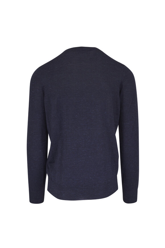 Brunello Cucinelli Blue Cashmere, Silk & Linen Crewneck Sweater - view 2